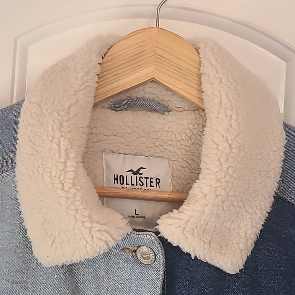 Hollister Patchwork Sherpa Lined Denim Jean Jacke… - image 6